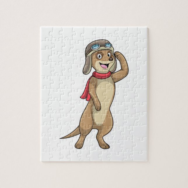 Meerkat as Pilot with Pilot hat Jigsaw Puzzle (Vertical)
