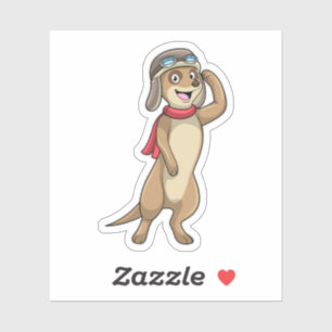 Meerkat as Pilot with Pilot hat Sticker
