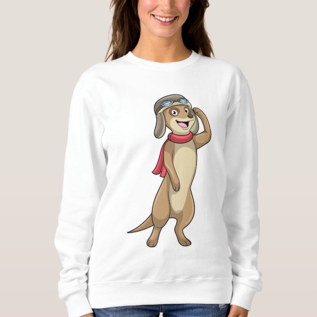 Meerkat as Pilot with Pilot hat Sweatshirt (Front)