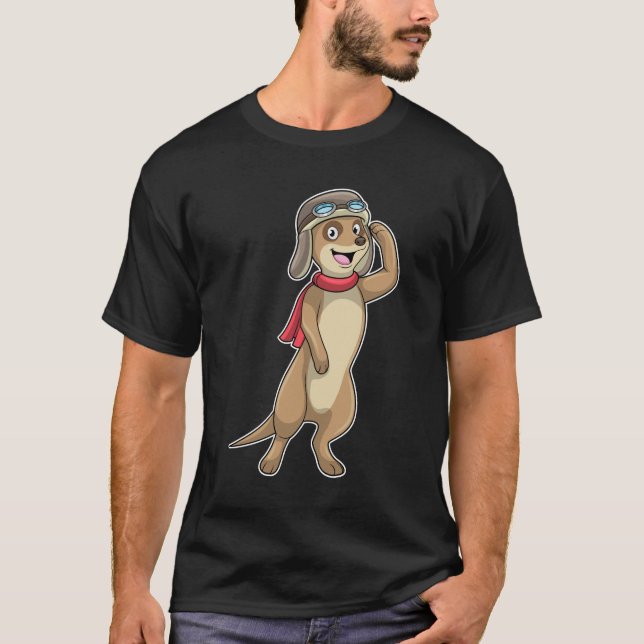 Meerkat as Pilot with Pilot hat T-Shirt (Front)