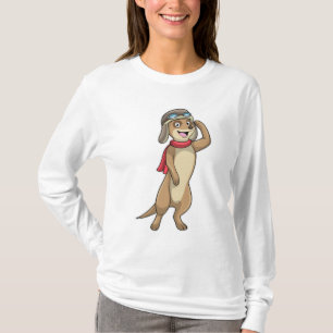 Meerkat as Pilot with Pilot hat T-Shirt