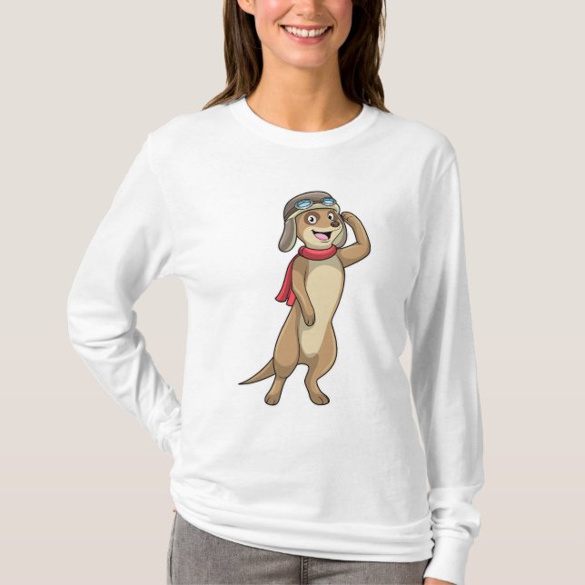 Meerkat as Pilot with Pilot hat T-Shirt (Front)