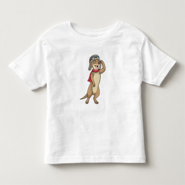 Meerkat as Pilot with Pilot hat Toddler T-shirt (Front)