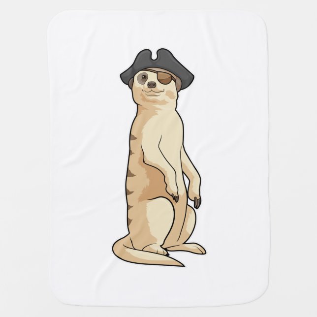 Meerkat as Pirate with Pirate hat Baby Blanket (Front)