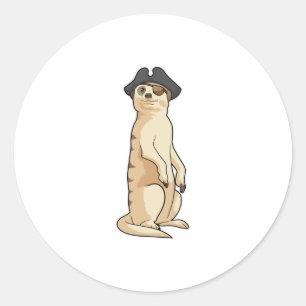 Meerkat as Pirate with Pirate hat Classic Round Sticker