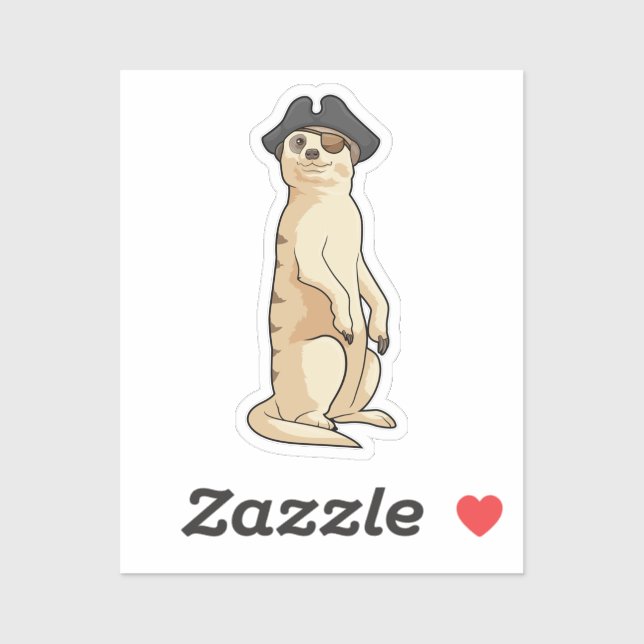 Meerkat as Pirate with Pirate hat Sticker (Sheet)