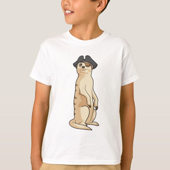 Meerkat as Pirate with Pirate hat T-Shirt (Front)
