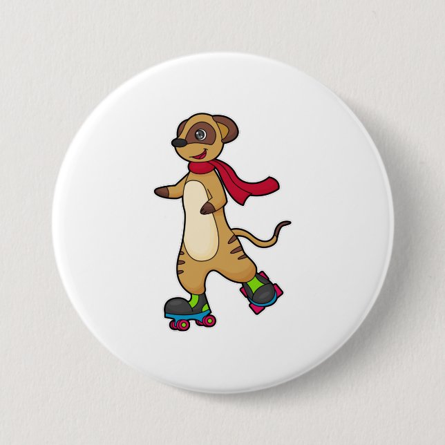 Meerkat as Skater with Roller skates Button (Front)