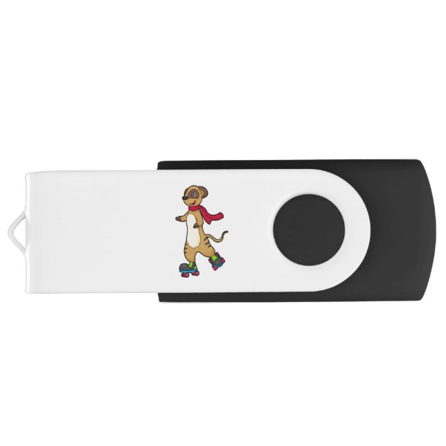 Meerkat as Skater with Roller skates Flash Drive (Back)