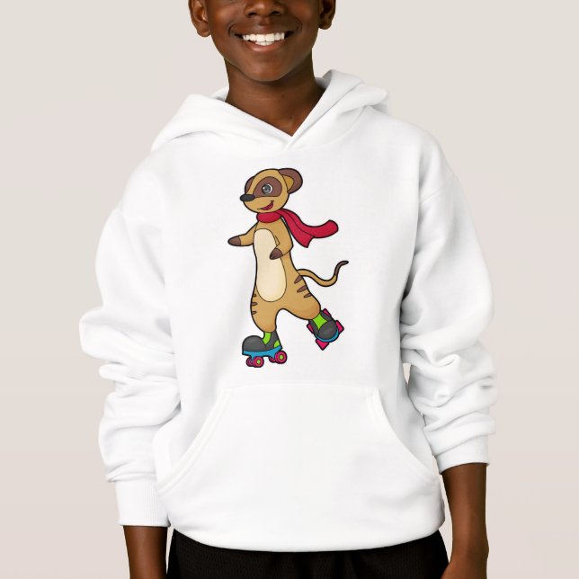 Meerkat as Skater with Roller skates Hoodie (Front)