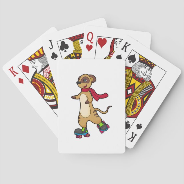 Meerkat as Skater with Roller skates Poker Cards (Back)