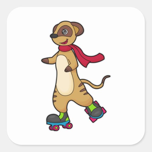 Meerkat as Skater with Roller skates Square Sticker