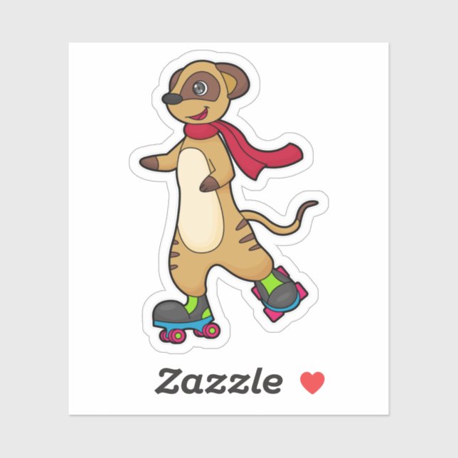 Meerkat as Skater with Roller skates Sticker (Sheet)
