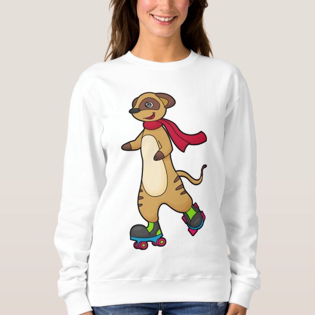 Meerkat as Skater with Roller skates Sweatshirt (Front)