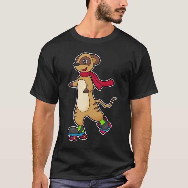 Meerkat as Skater with Roller skates T-Shirt (Front)