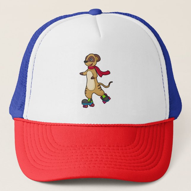 Meerkat as Skater with Roller skates Trucker Hat (Front)
