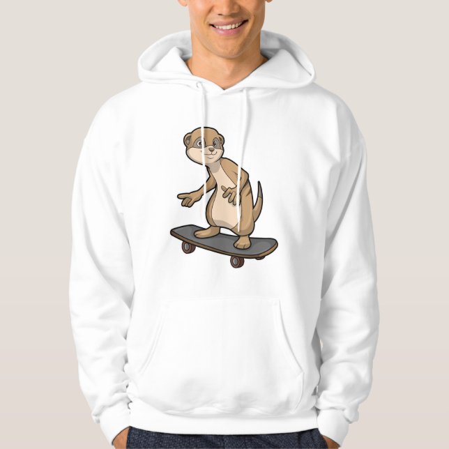 Meerkat as Skater with Skateboard Hoodie (Front)