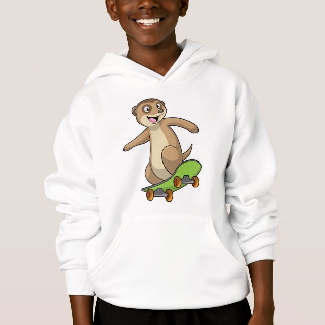Meerkat as Skater with Skateboard Hoodie (Front)