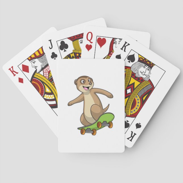Meerkat as Skater with Skateboard Poker Cards (Back)
