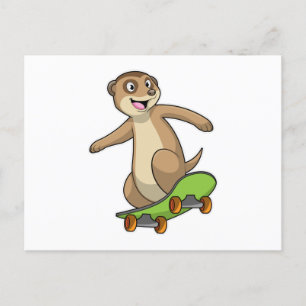 Meerkat as Skater with Skateboard Postcard