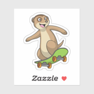 Meerkat as Skater with Skateboard Sticker