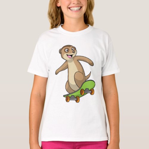 Meerkat as Skater with Skateboard T_Shirt