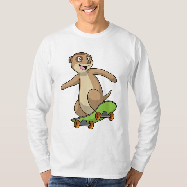 Meerkat as Skater with Skateboard T-Shirt (Front)