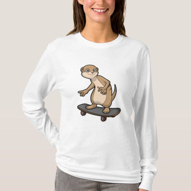 Meerkat as Skater with Skateboard T-Shirt (Front)