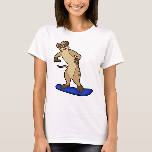Meerkat as Snowboarder with Snowboard T-Shirt (Front)