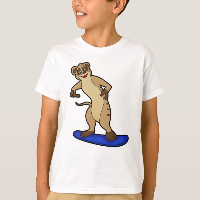 Meerkat as Snowboarder with Snowboard T-Shirt (Front)