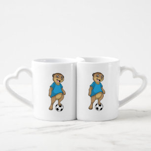 Meerkat as Soccer player with Soccer Coffee Mug Set