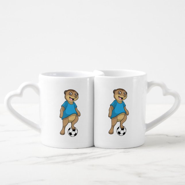 Meerkat as Soccer player with Soccer Coffee Mug Set (Front Nesting)