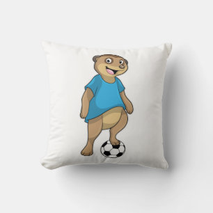 Meerkat as Soccer player with Soccer Throw Pillow