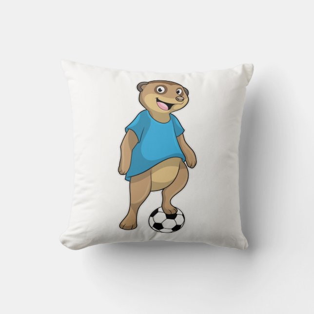 Meerkat as Soccer player with Soccer Throw Pillow (Front)