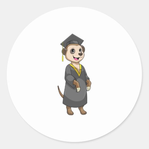 Meerkat as Student with Diploma Classic Round Sticker