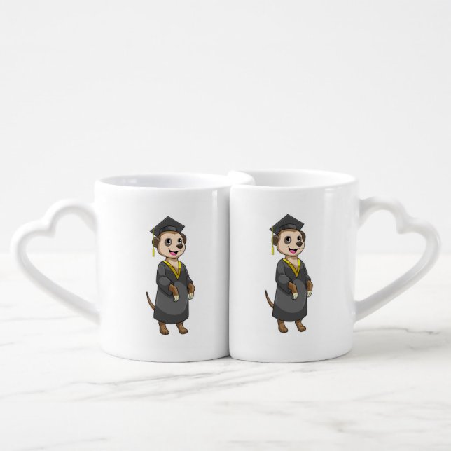 Meerkat as Student with Diploma Coffee Mug Set (Front Nesting)