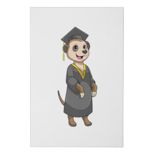 Meerkat as Student with Diploma Faux Canvas Print