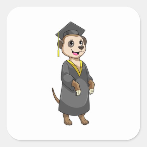 Meerkat as Student with Diploma Square Sticker