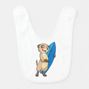 Meerkat as Surfer with Surfboard Baby Bib