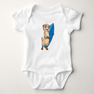 Meerkat as Surfer with Surfboard Baby Bodysuit