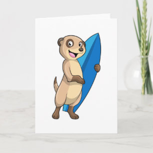 Meerkat as Surfer with Surfboard Card