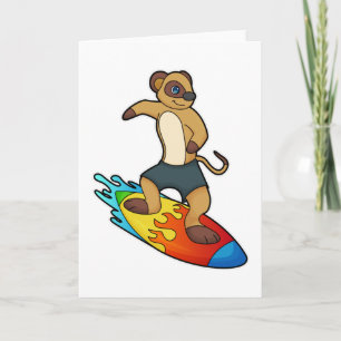 Meerkat as Surfer with Surfboard Card