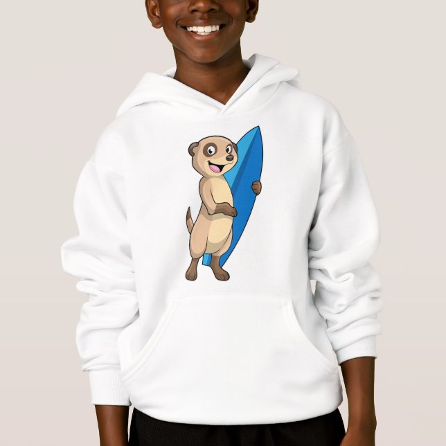 Meerkat as Surfer with Surfboard Hoodie (Front)