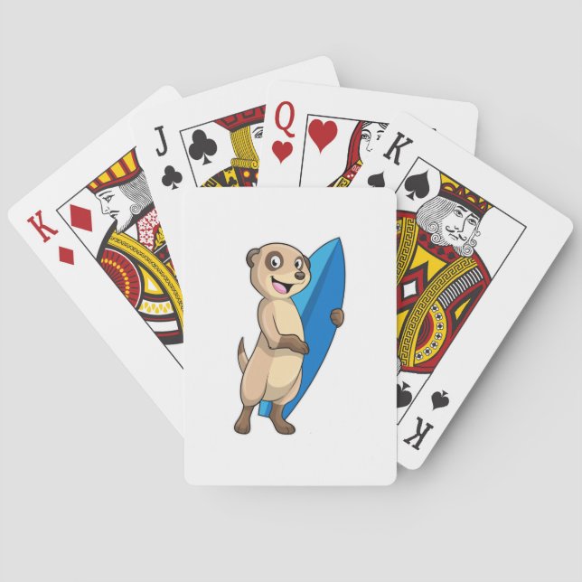 Meerkat as Surfer with Surfboard Poker Cards (Back)