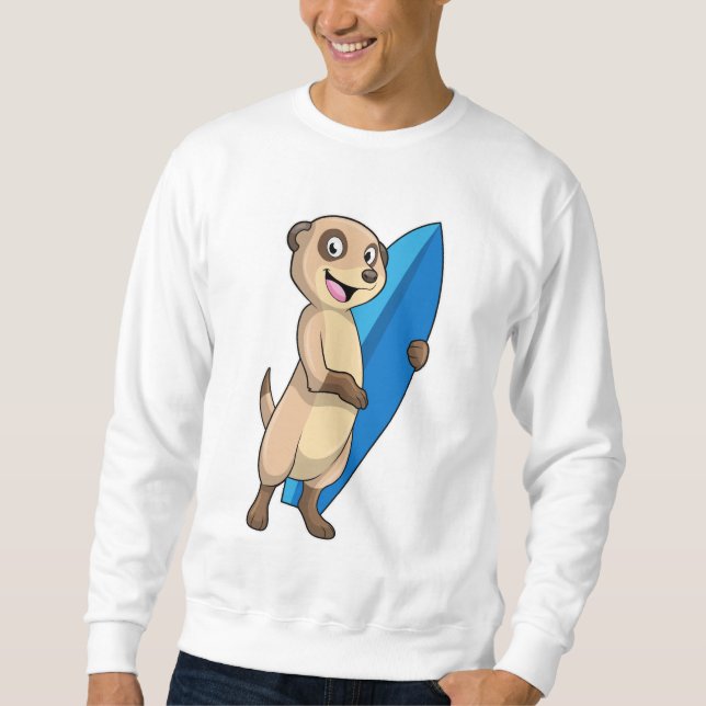 Meerkat as Surfer with Surfboard Sweatshirt (Front)