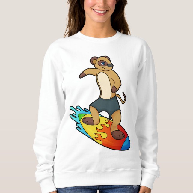 Meerkat as Surfer with Surfboard Sweatshirt (Front)