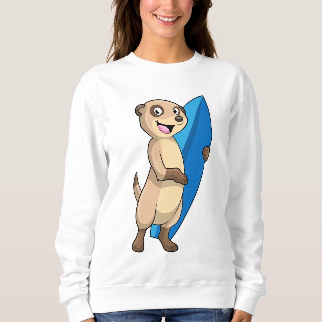Meerkat as Surfer with Surfboard Sweatshirt (Front)