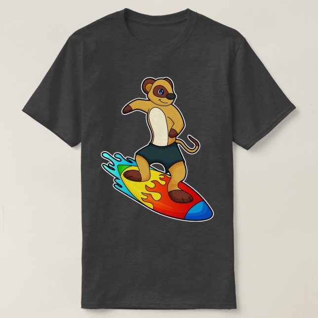 Meerkat as Surfer with Surfboard T-Shirt (Design Front)