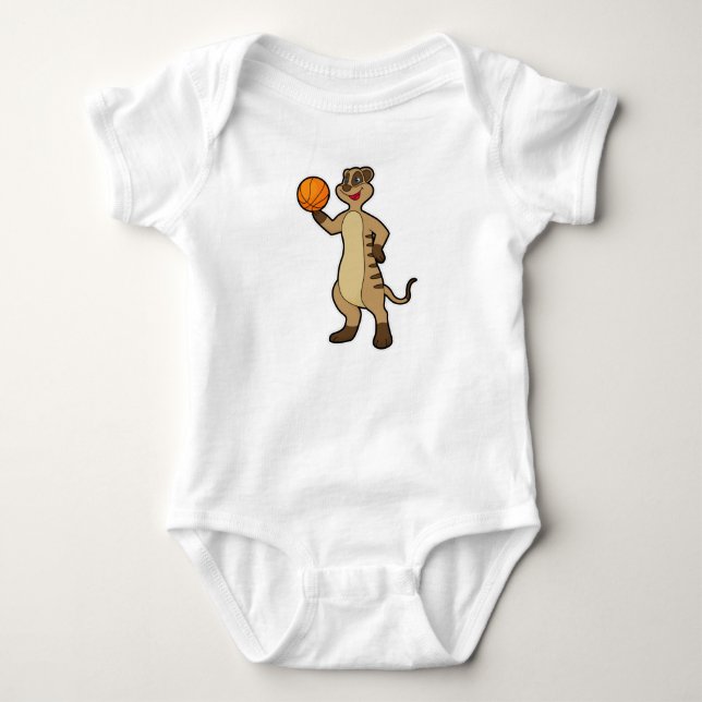 Meerkat at Basketball Sports Baby Bodysuit (Front)