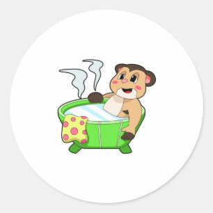 Meerkat at Bathing in Bathtub Classic Round Sticker